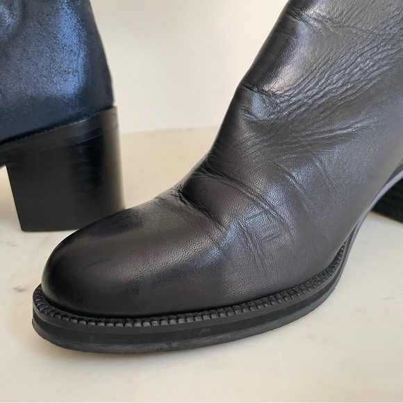 Black and Navy Vegan Leather Boots - Picture 6 of 10